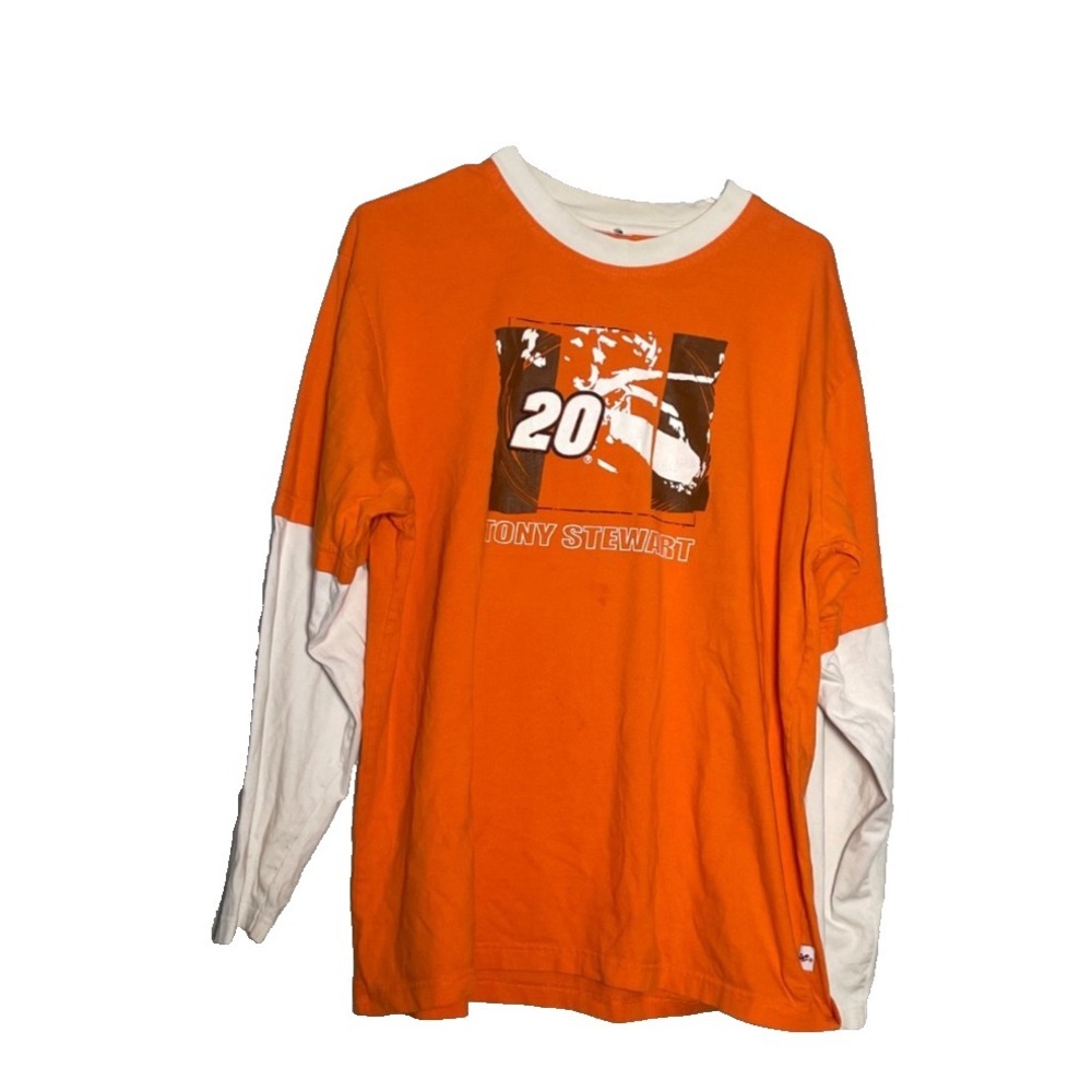 VTG Nascar Tony Stewart T-Shirt Men's Orange #20 Home Depot Long Sleeve